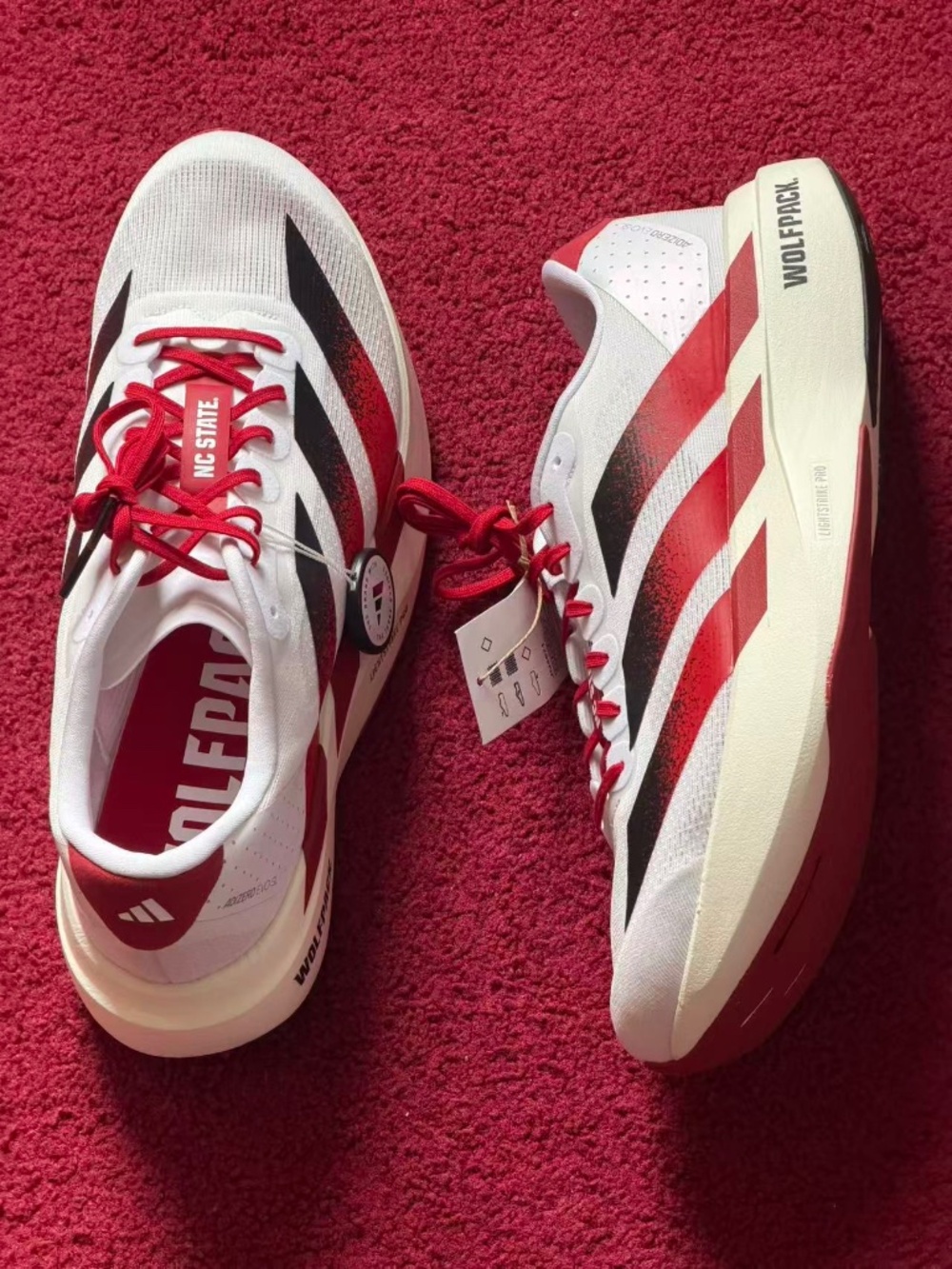 Adidas ADIZERO EVO SL NC State Wolfpacks University Red Mens Size 10.5